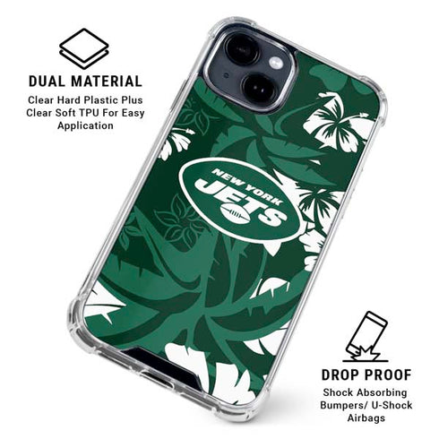 NFL New York Jets Tropical Print iPhone 15 Clear Case