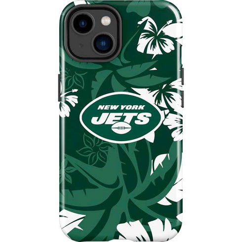 NFL New York Jets Tropical Print iPhone 15 Impact Case