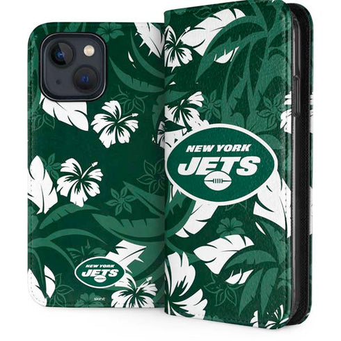 NFL New York Jets Tropical Print iPhone 15 Plus Folio Case