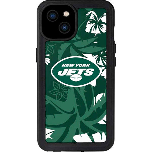 NFL New York Jets Tropical Print iPhone 15 Plus Waterproof Case