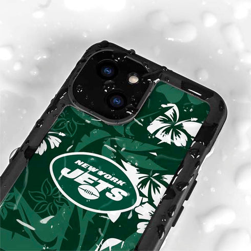 NFL New York Jets Tropical Print iPhone 15 Plus Waterproof Case