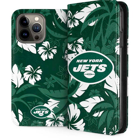 NFL New York Jets Tropical Print iPhone 15 Pro Max Folio Case