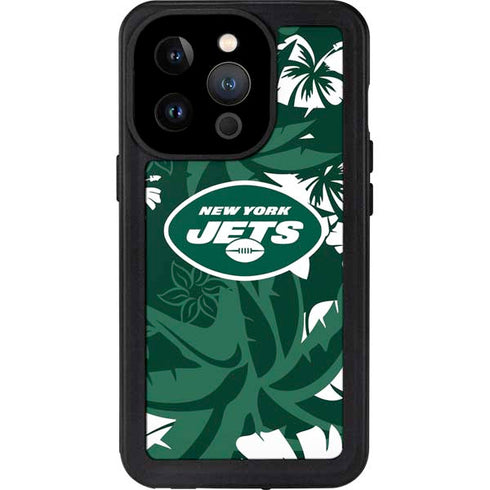 NFL New York Jets Tropical Print iPhone 15 Pro Waterproof Case
