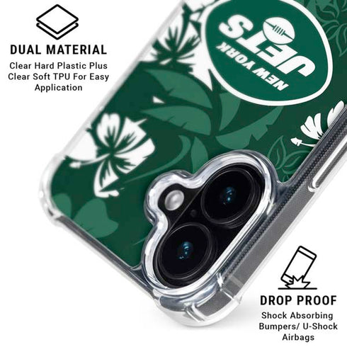 NFL New York Jets Tropical Print iPhone 16 Clear Case