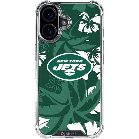 NFL New York Jets Tropical Print iPhone 16 Plus Clear Case