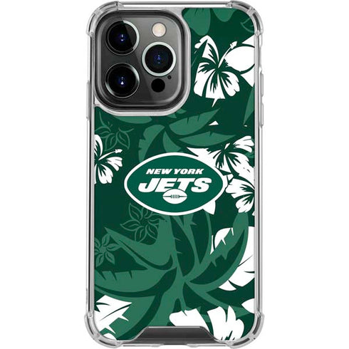 NFL New York Jets Tropical Print iPhone 16 Pro Clear Case