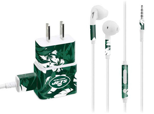 NFL New York Jets Tropical Print Phone Charger Skin