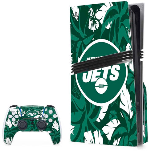 NFL New York Jets Tropical Print PS5 Pro Disk Bundle Skin