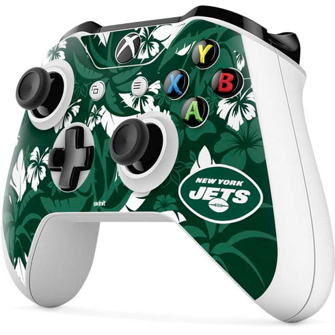 NFL New York Jets Tropical Print Xbox One S Controller Skin