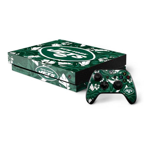 NFL New York Jets Tropical Print Xbox One X Bundle Skin