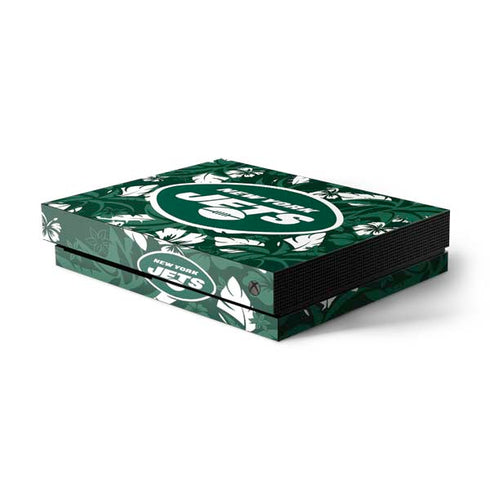 NFL New York Jets Tropical Print Xbox One X Console Skin