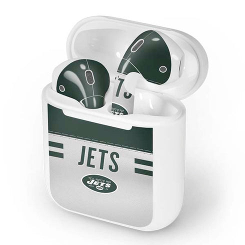NFL New York Jets White Striped Apple AirPods Skin
