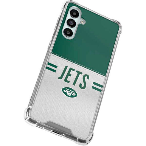 NFL New York Jets White Striped Galaxy A16 5G Clear Case