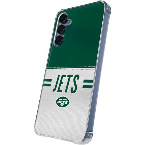 NFL New York Jets White Striped Galaxy A35 5G Clear Case