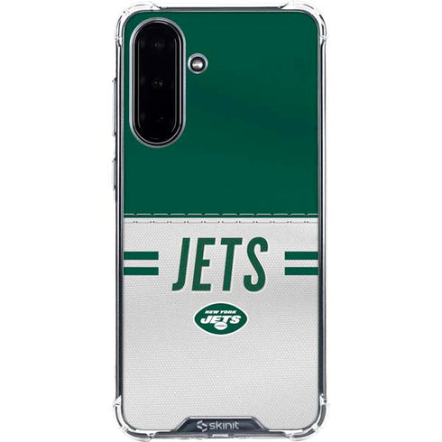 NFL New York Jets White Striped Galaxy A36 5G Clear Case