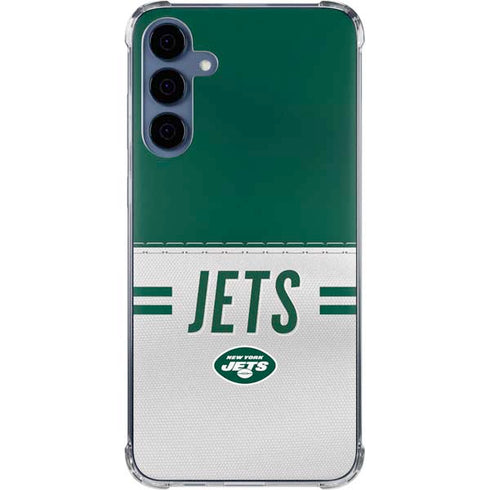 NFL New York Jets White Striped Galaxy A55 5G Clear Case