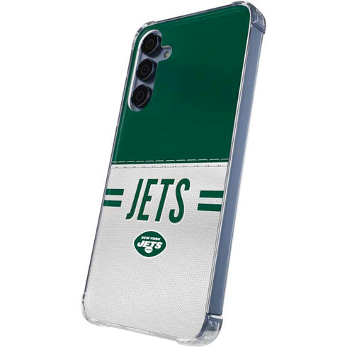 NFL New York Jets White Striped Galaxy A55 5G Clear Case