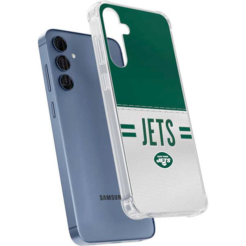 NFL New York Jets White Striped Galaxy A55 5G Clear Case