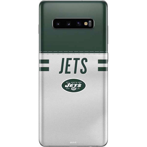 NFL New York Jets White Striped Galaxy S10 Plus Skin