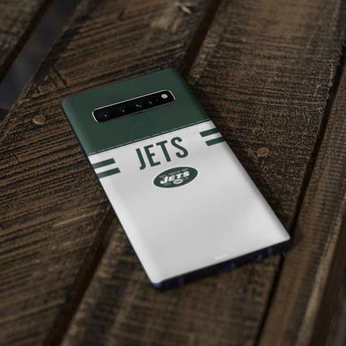 NFL New York Jets White Striped Galaxy S10 Plus Skin