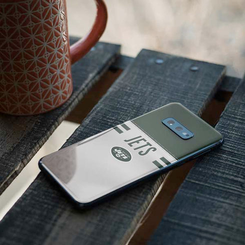 NFL New York Jets White Striped Galaxy S10e Skin