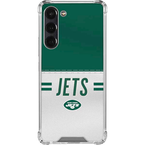 NFL New York Jets White Striped Galaxy S24 FE Clear Case