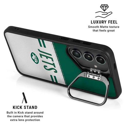 NFL New York Jets White Striped Galaxy S25 Plus Kickstand Case