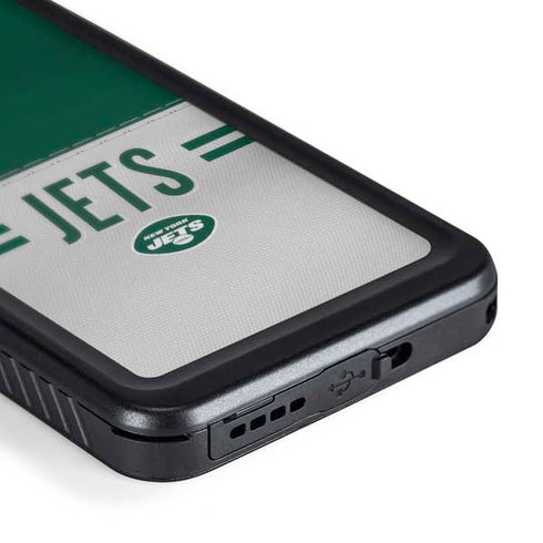 NFL New York Jets White Striped Galaxy S24 Plus Waterproof Case