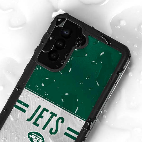 NFL New York Jets White Striped Galaxy S24 Plus Waterproof Case