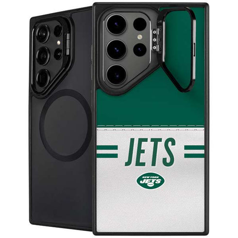 NFL New York Jets White Striped Galaxy S25 Ultra Kickstand Case