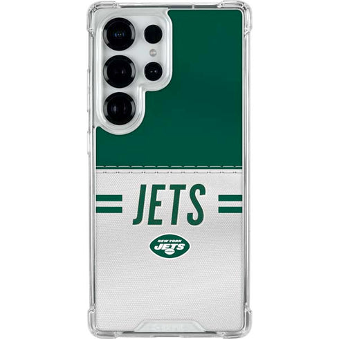 NFL New York Jets White Striped Galaxy S25 Ultra Clear Case