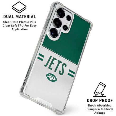 NFL New York Jets White Striped Galaxy S25 Ultra Clear Case