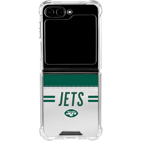 NFL New York Jets White Striped Galaxy Z Flip6 Clear Case