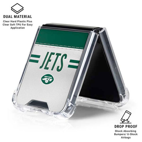 NFL New York Jets White Striped Galaxy Z Flip6 Clear Case