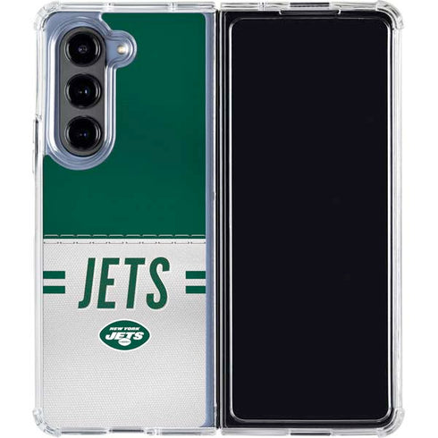 NFL New York Jets White Striped Galaxy Z Fold5 5G Clear Case