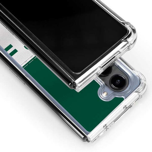 NFL New York Jets White Striped Galaxy Z Fold5 5G Clear Case