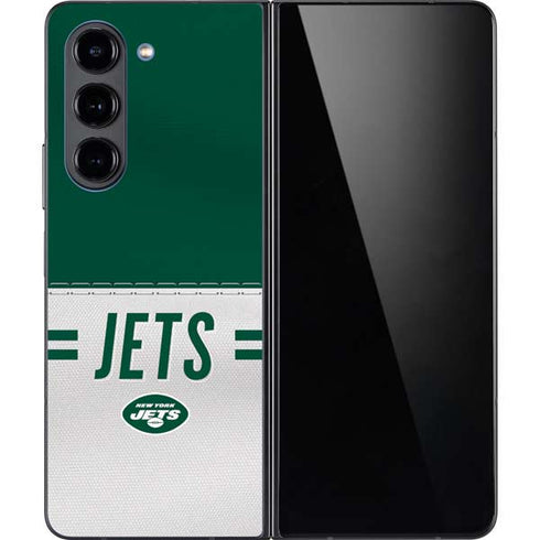 NFL New York Jets White Striped Galaxy Z Fold5 5G Skin