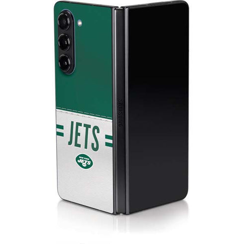 NFL New York Jets White Striped Galaxy Z Fold5 5G Skin