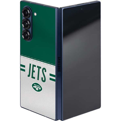NFL New York Jets White Striped Galaxy Z Fold6 Skin