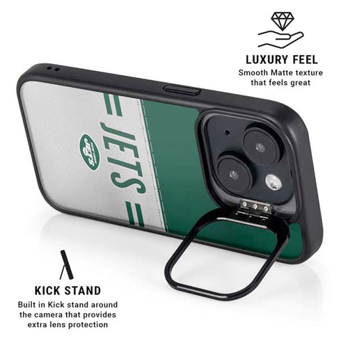 NFL New York Jets White Striped iPhone 15 Kickstand Case