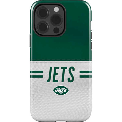 NFL New York Jets White Striped iPhone 15 Pro Impact Case
