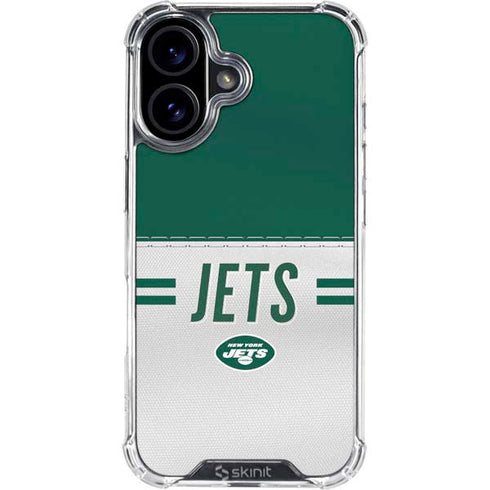NFL New York Jets White Striped iPhone 16 Plus Clear Case