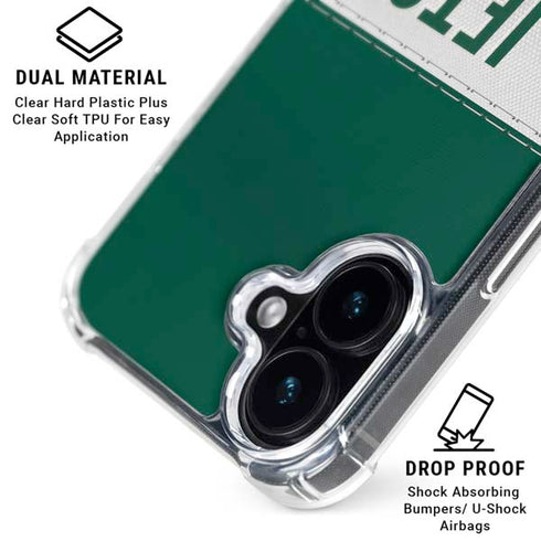 NFL New York Jets White Striped iPhone 16 Plus Clear Case