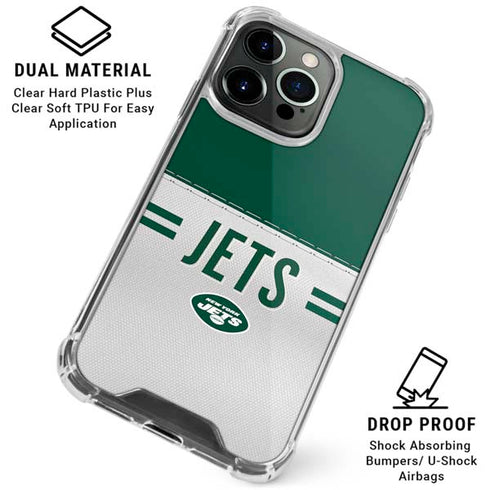 NFL New York Jets White Striped iPhone 16 Pro Max Clear Case