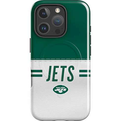NFL New York Jets White Striped iPhone 16 Pro Max Magsafe Impact Case
