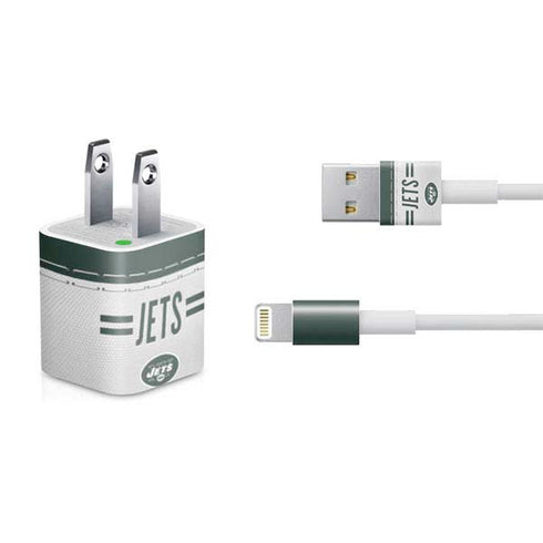 NFL New York Jets White Striped iPhone Charger (5W USB) Skin