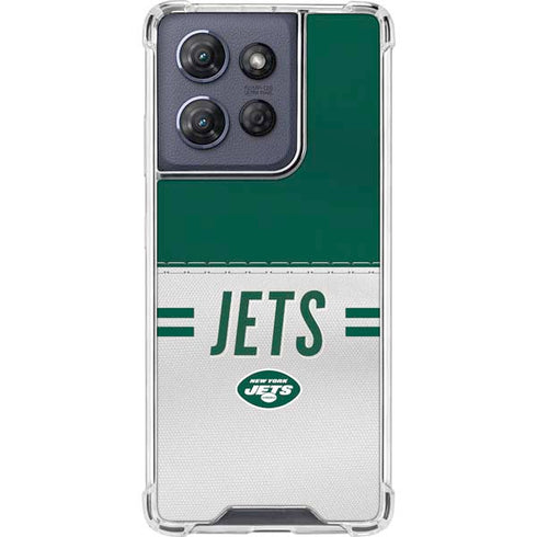 NFL New York Jets White Striped Moto G 5G (2025) Clear Case