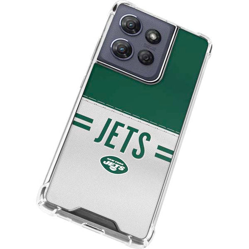 NFL New York Jets White Striped Moto G 5G (2025) Clear Case