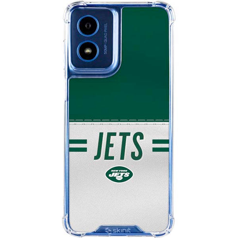 NFL New York Jets White Striped Moto G 5G (2024) Clear Case
