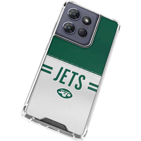 NFL New York Jets White Striped Moto G Play 5G (2025) Clear Case